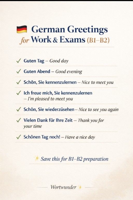 🇩🇪 German Greetings for Work & Exams (B1–B2)